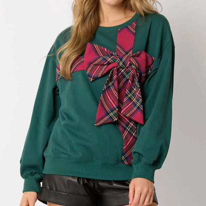 Big Bow Chic Long Sleeve Tunic Y2K Christmas Hoodie