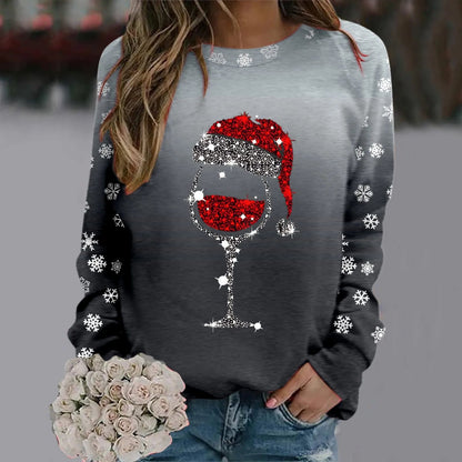 Reindeer Graphic Long Sleeve Sweatshirt - New Year Christmas Sweater