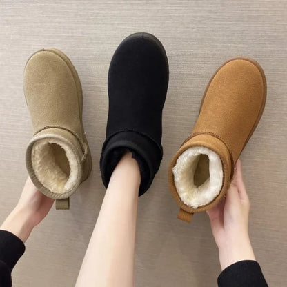 2024 New Stylish Thickened Warm Short Tube Non-Slip Black Casual Snow Boot