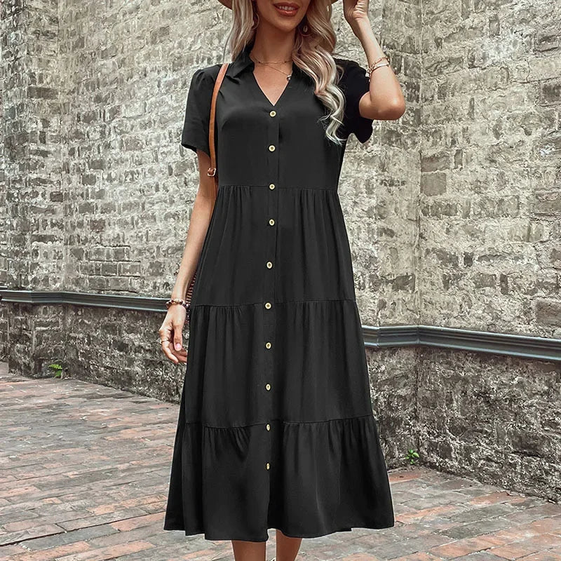 Summer Hepburn French Maxi Casual Party Club Midi Dresses