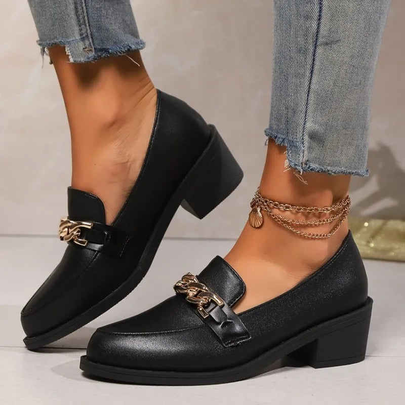 Black Platform Slip On Leather Casual Designer Boat Flats Oxfords Loafers