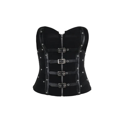 Y2K Sexy Corset Strapless Black Gothic Harajuku Punk Hip Hop Aesthetic Dance Crop Top