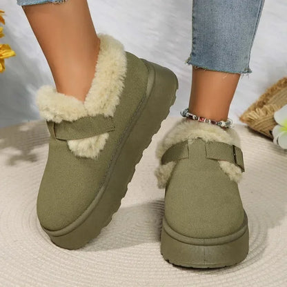 Fashionable Plush Flat Stylish Cozy Non-Slip Round Toe Snow Boot