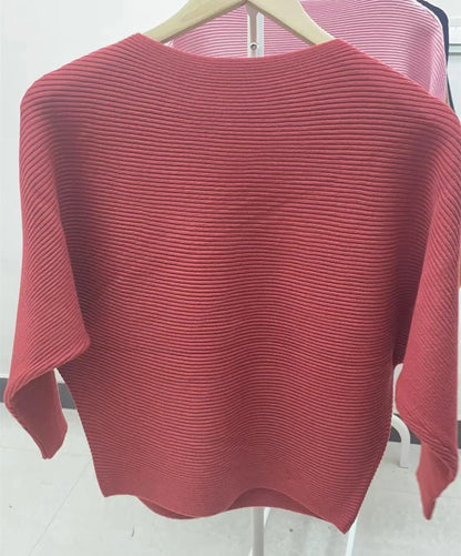 High Stretch Knitwear Wide Pullover Batwing Loose Sweater