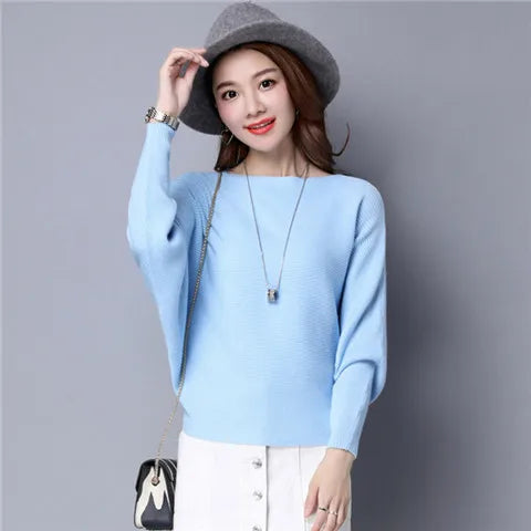 High Stretch Knitwear Wide Pullover Batwing Loose Sweater