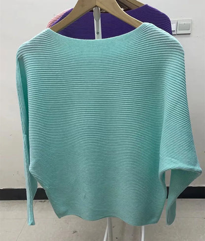 High Stretch Knitwear Wide Pullover Batwing Loose Sweater