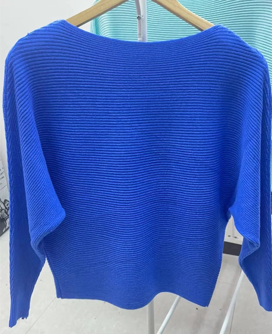 High Stretch Knitwear Wide Pullover Batwing Loose Sweater