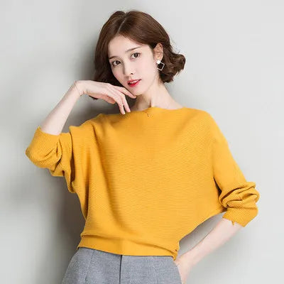 High Stretch Knitwear Wide Pullover Batwing Loose Sweater