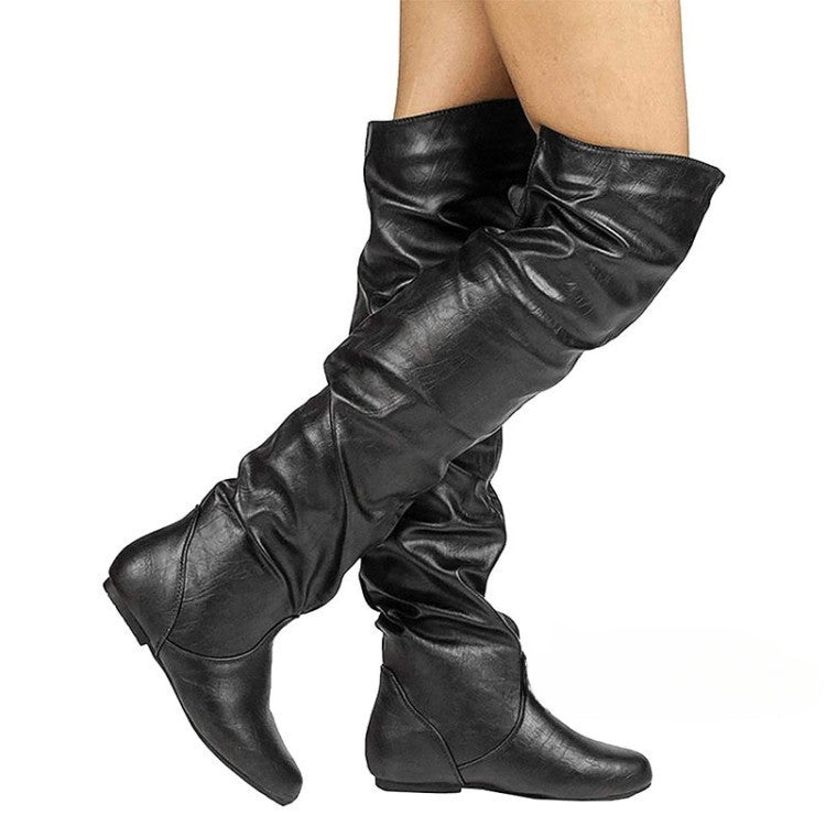 Women Square Block Heel Platform Side Zipper Autumn Winter Knee High Boots