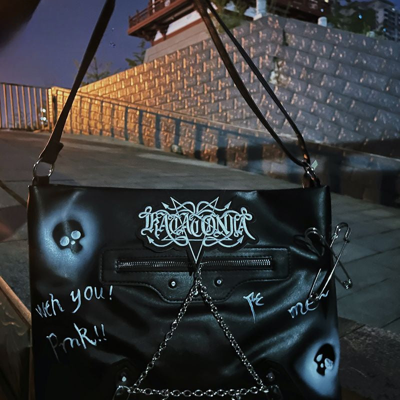 Y2K Harajuku Gothic Skeleton Chain Large Capacity Lolita Punk Bag