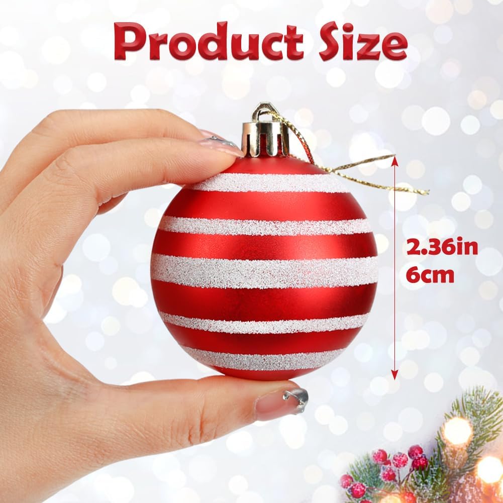 Red and White Christmas Ball Ornaments - 16 Piece Set