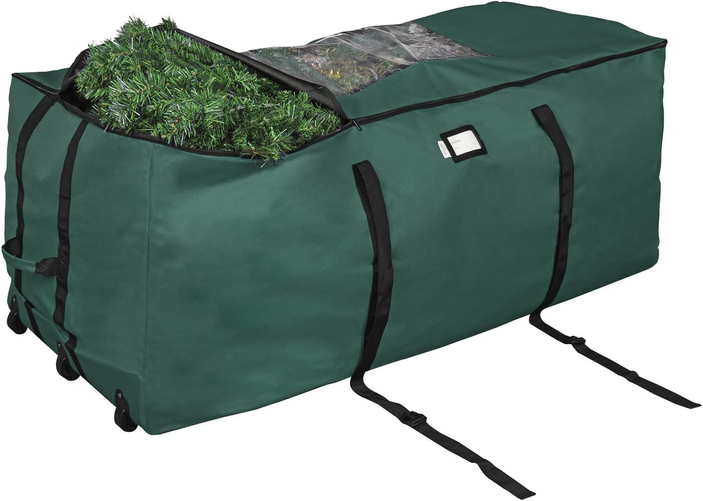 Christmas Tree Storage Bag - Fits Up to 9 Foot Tall Trees - Extra Large Heavy Duty Container with Wheels, Handles and Straps - Green