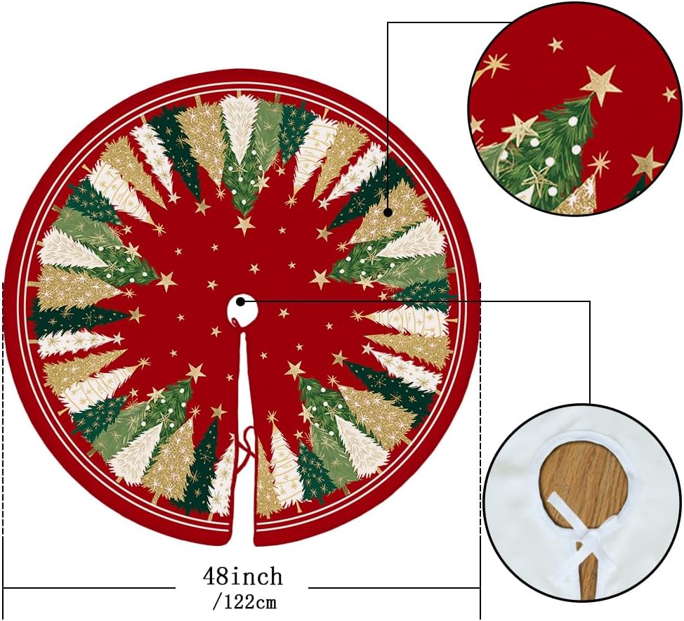 Crowned Beauty Christmas Tree Skirt Collar - Red & Green - 48 Inch