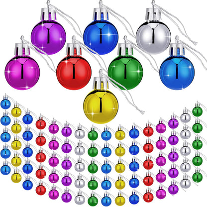 Mini Glitter Christmas Balls - 80 Pieces, Assorted Colors