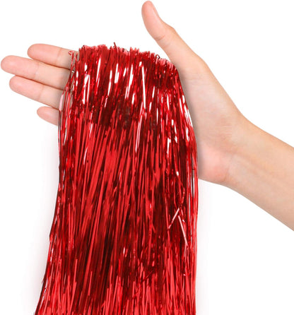 Silver Tinsel Strands Metallic Icicle Streamers for Holiday Christmas Tree and Party Decorations