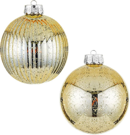 Oversized Shatterproof Plastic Christmas Ball Ornaments - Set of 2 in Champagne Color