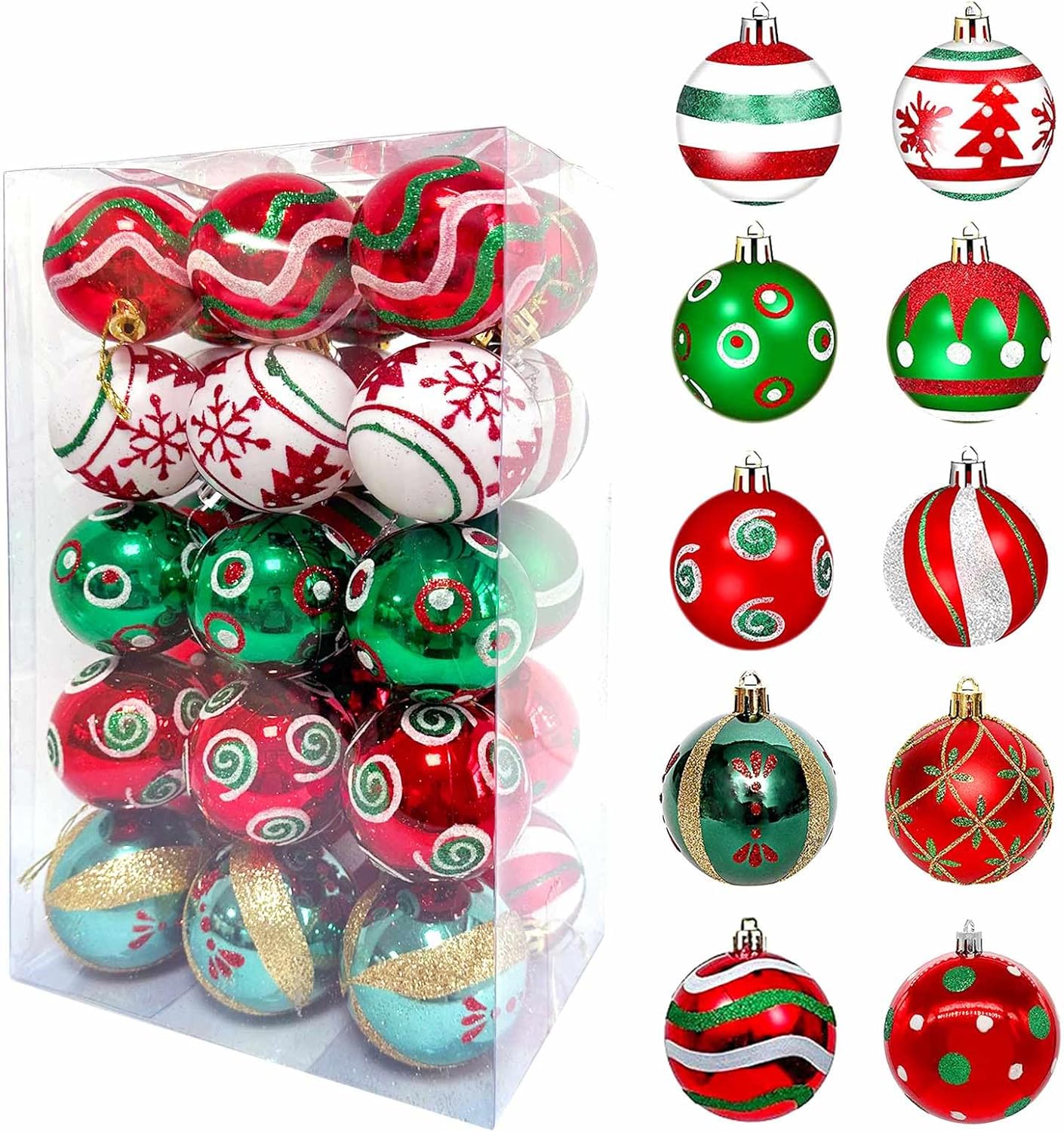 Christmas Balls Ornaments Set - 30 Pcs Shatterproof Hanging Ornaments for Xmas Party - Muti-Color