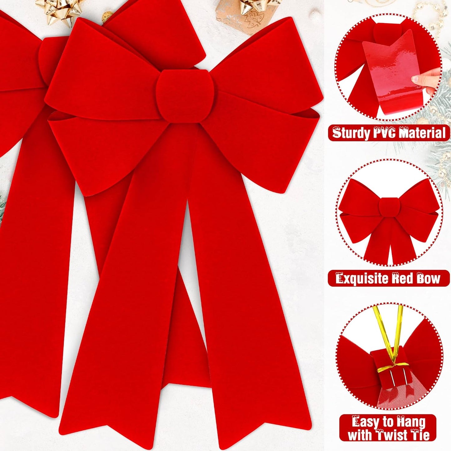 Red Velvet Christmas Bows - Set of 2