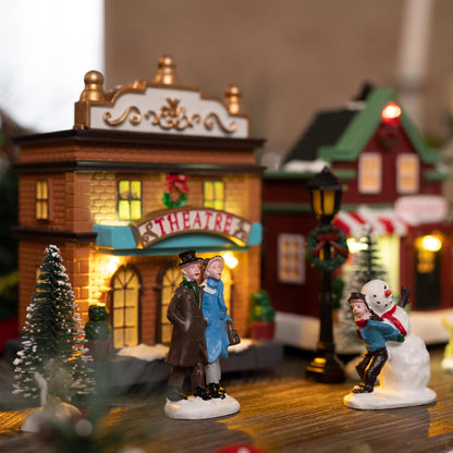 Battery Operated Christmas Village Set - DIY Tabletop Decor Collection (17 PCS)