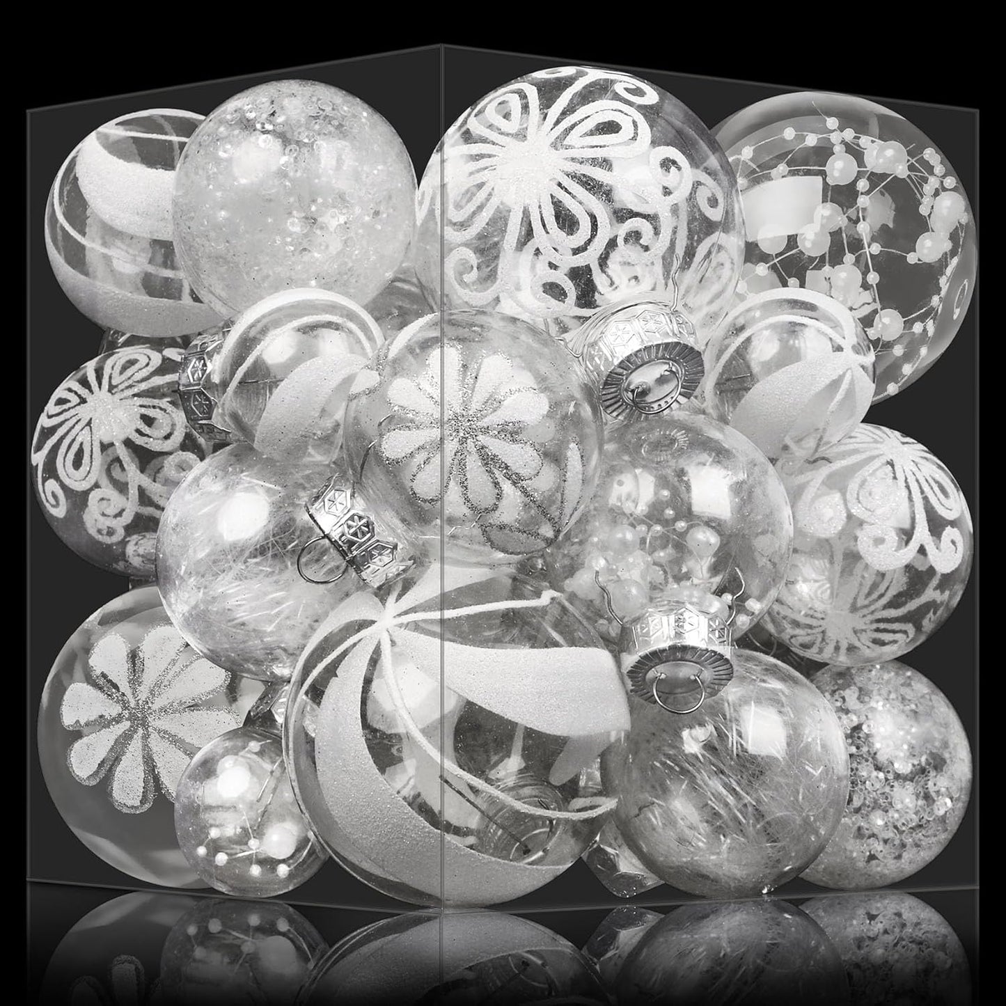 36Pcs Shatterproof White Christmas Ball Ornaments with Glitter - Perfect for Xmas Party and Home Holiday Decor