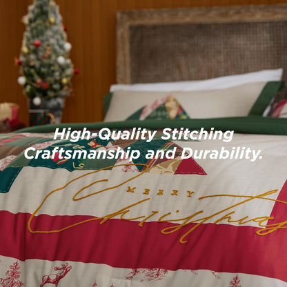 Christmas Comforter Set Queen - Christmas Bedding with Tree, 3 Pieces, 1 Comforter and 2 Pillow Shams