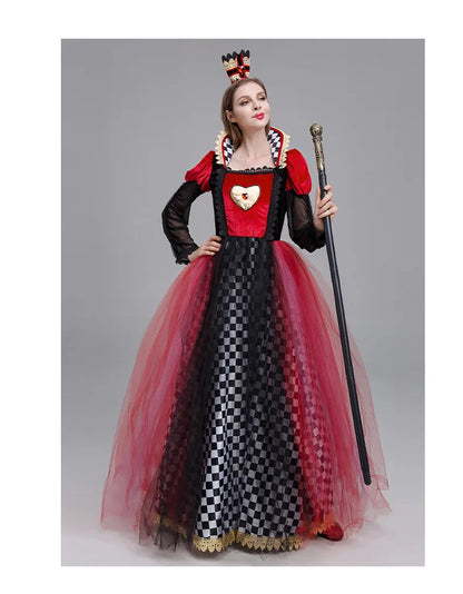 Queen of Hearts Alice in Wonderland Red Queen Halloween Performance Costume