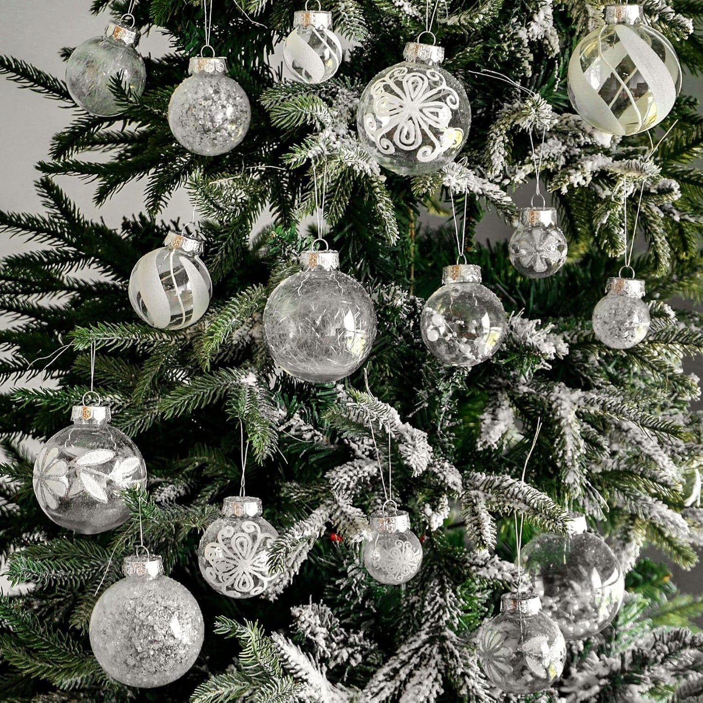 36Pcs Shatterproof White Christmas Ball Ornaments with Glitter - Perfect for Xmas Party and Home Holiday Decor