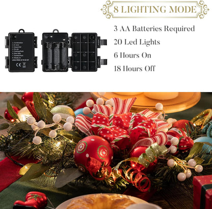 Pre-Lit Christmas Swag with LED Lights and Ornaments - Outdoor Decor