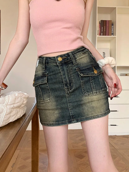 DressBetty - American Retro Korean Style High Waist Short Skirt