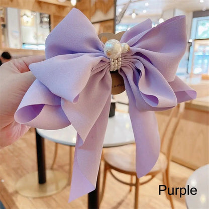 Ribbon Bowknot Ponytail Hair Accessory - Spring Fashion Christmas