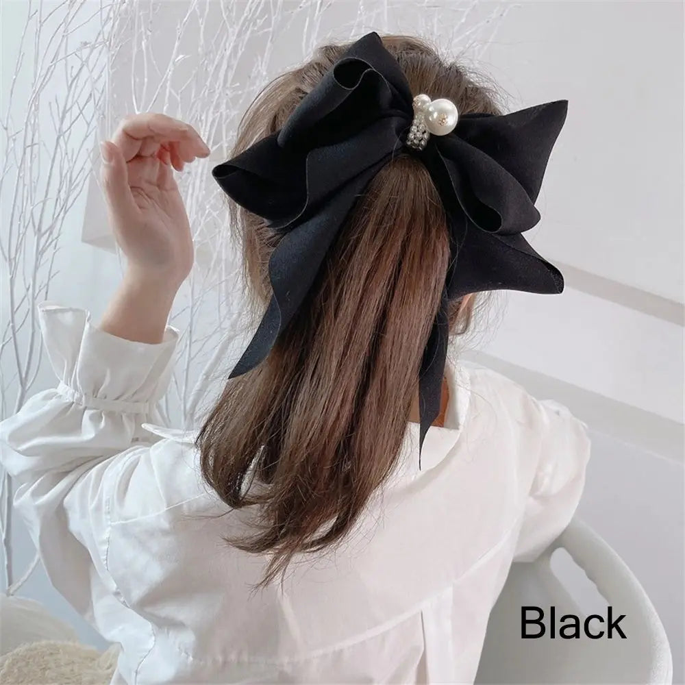 Ribbon Bowknot Ponytail Hair Accessory - Spring Fashion Christmas