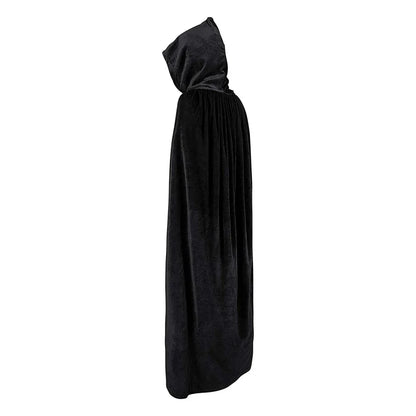 Black Halloween Party Cloak Death Witch Devil Scary Hooded Role Play Costume