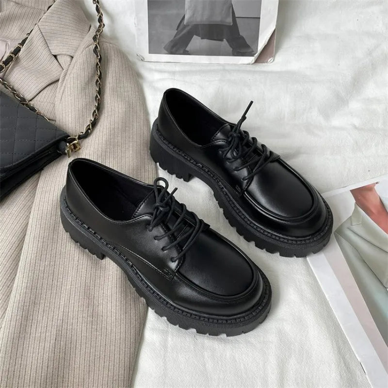 Patent Leather Slip On Platform British Tassel Casual Work Spring Flats Loafers