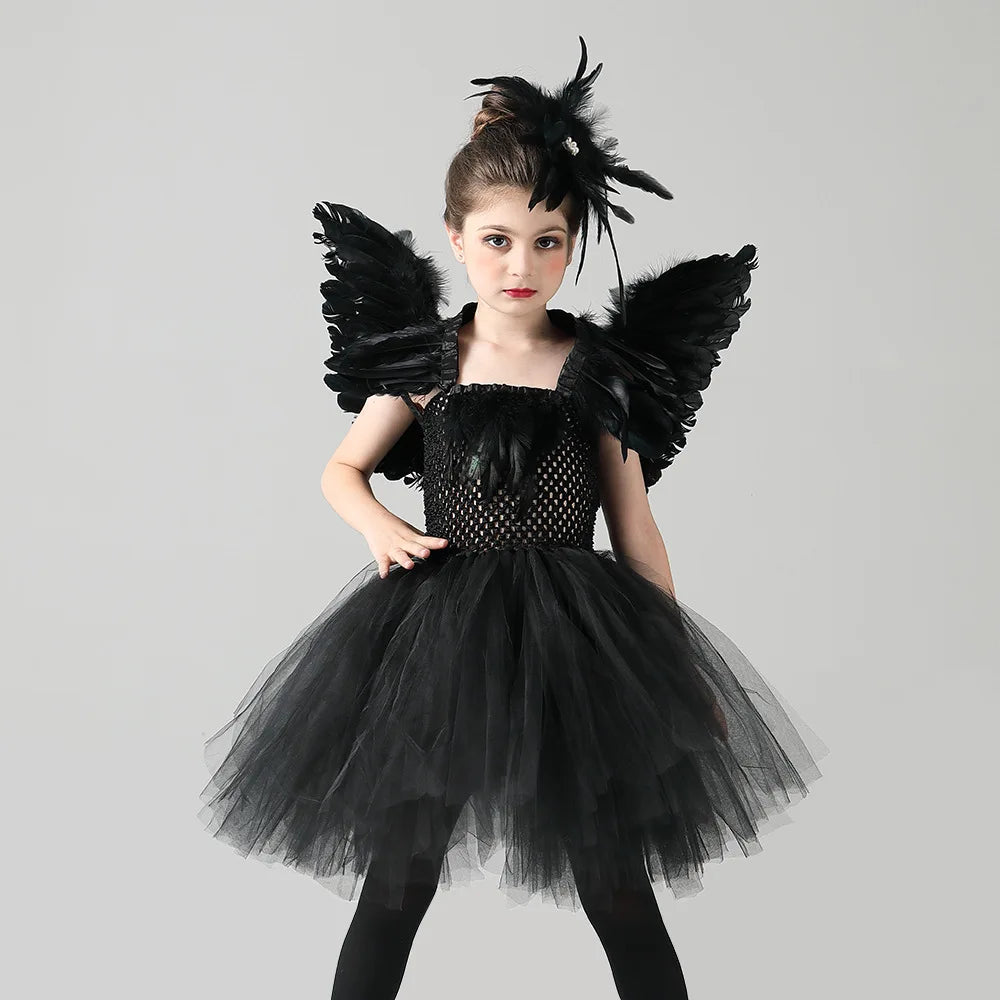 Swan Lake Ballerina Gothic Witch Dress Kid Costumes