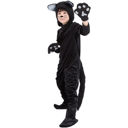 Black Cat Animal Onesie Pajamas Kid Costumes