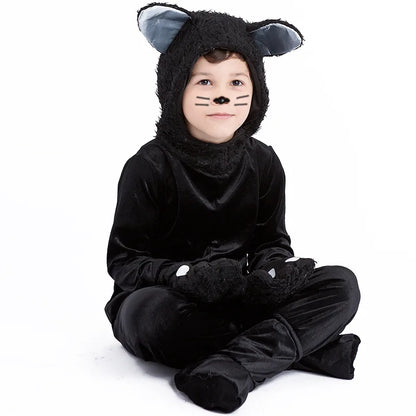 Black Cat Animal Onesie Pajamas Kid Costumes