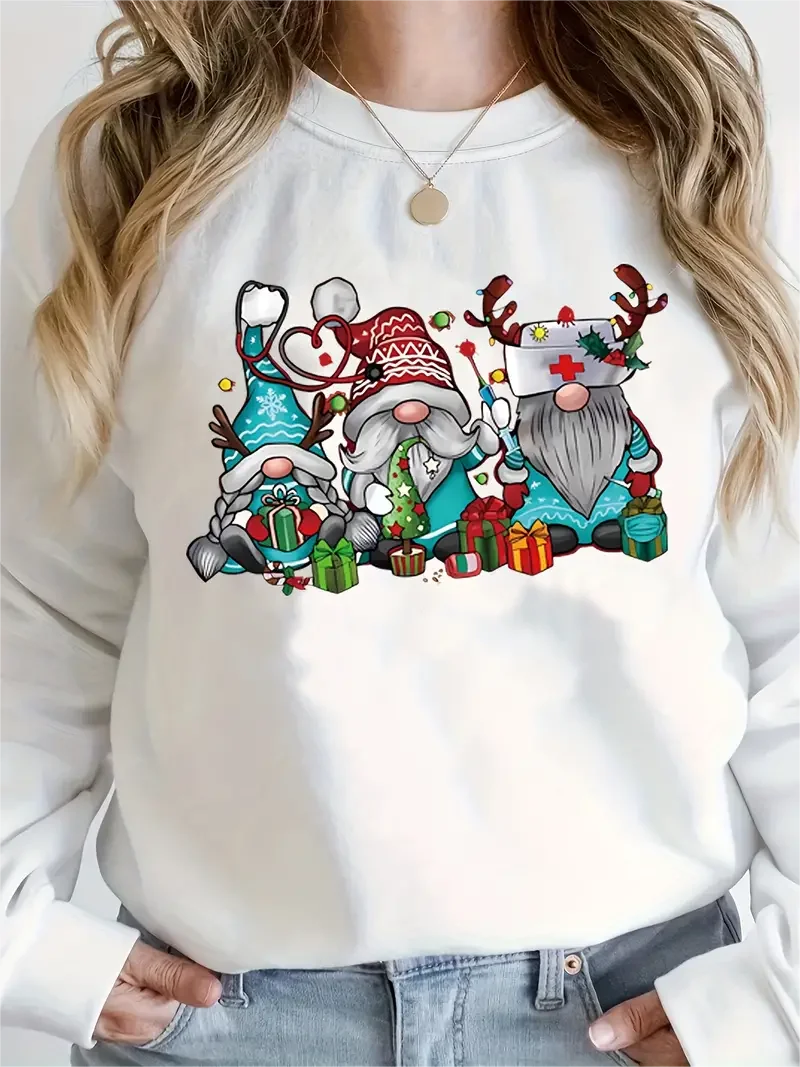 Christmas Dwarf Casual Long Sleeve Crew Neck Hoodie