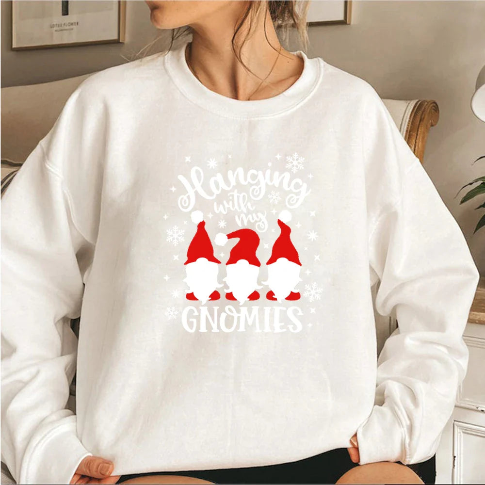 Christmas Gnomes Hanging Funny Santa Graphic Hoodie