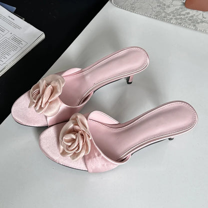 2024 Summer Fashion Narrow Band Party Stripper Women Slippers Mules Slides Shoes Low Heel Pumps