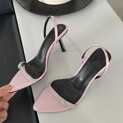 Elegant Buckle Pointed Toe Ankle Strap Thin Highs Ladies Party Shoes Low Heel Pumps