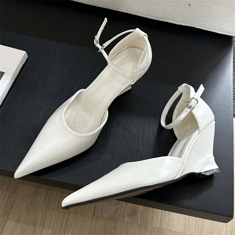 Spring Candy Fashion Pointed Toe Women Slingback Wedges Highs Party Prom Mules Shoes Low Heel Pumps