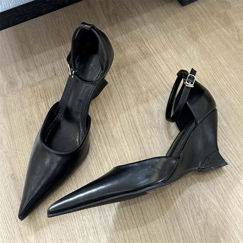 Spring Candy Fashion Pointed Toe Women Slingback Wedges Highs Party Prom Mules Shoes Low Heel Pumps