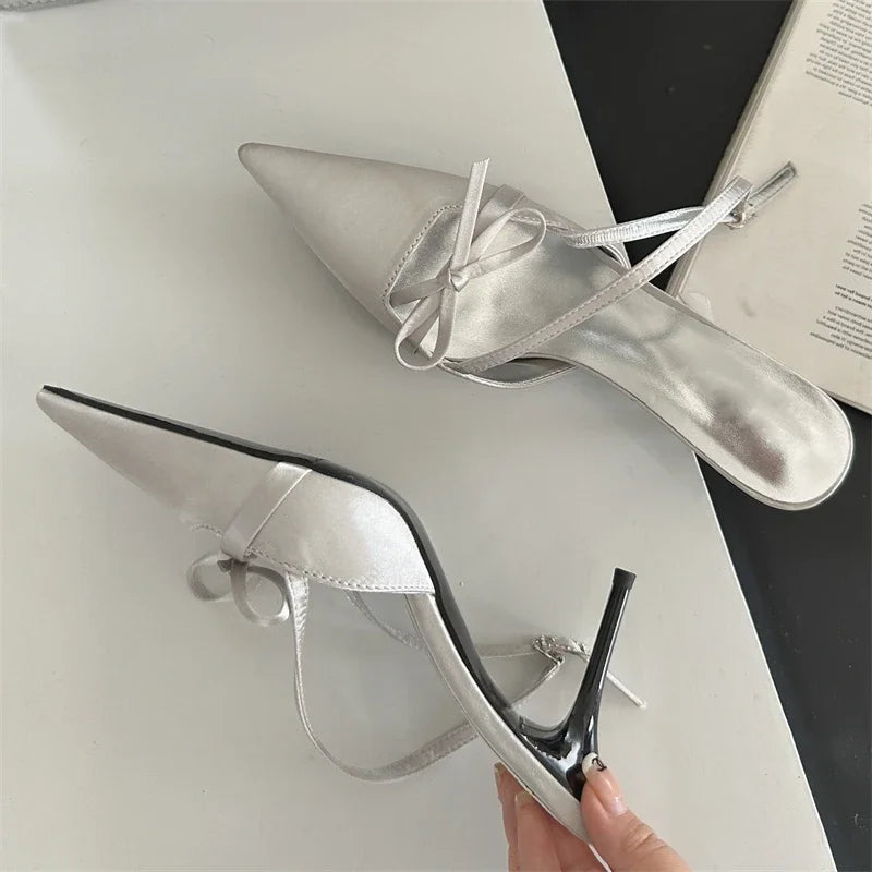 Spring Sexy Pointed Toe Buckle Strap Women Thin Highs Party Stripper Dance Mules Shoes Low Heel Pumps