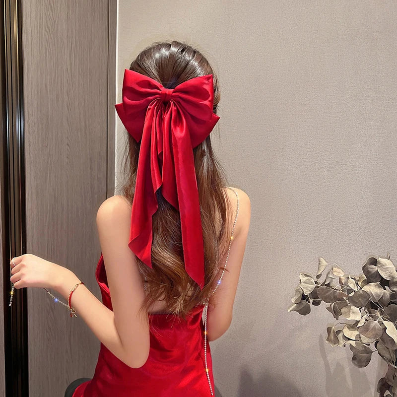 Red Satin Ponytail Christmas Hair Accessory