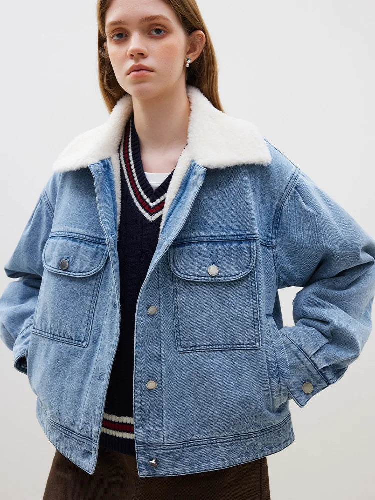 Lapel Casual Versatile Loose Slimming Denim Jacket