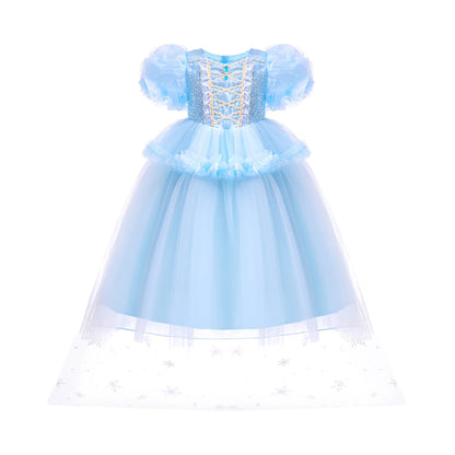 Fancy Princess Elsa Halloween Snow Queen Sequin Toddler Christmas Cosplay Party Kid Costume