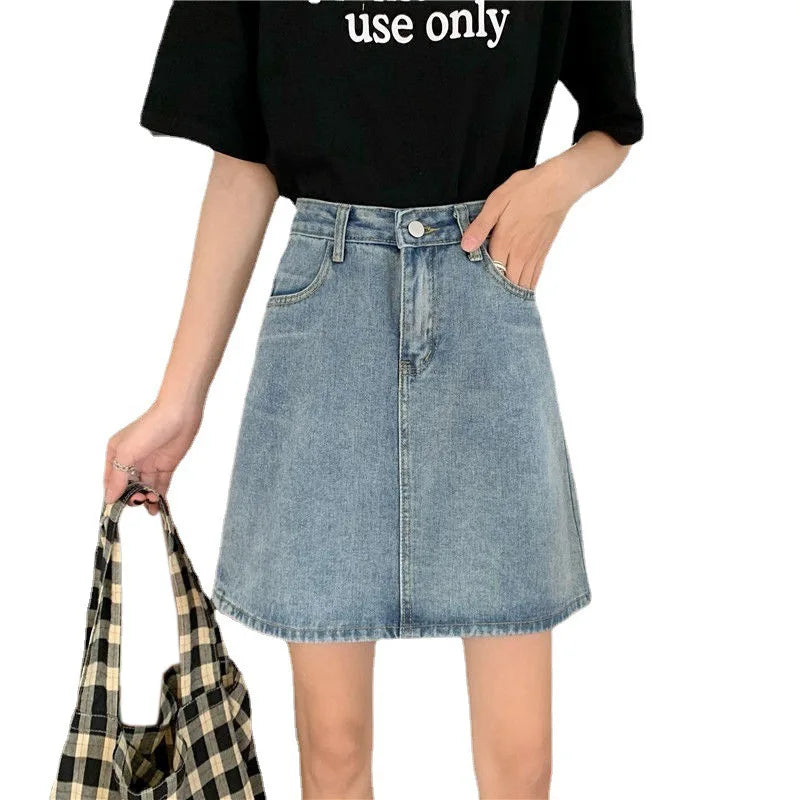 Fashion Denim High Waist Slim Retro Small Sheath Skirt