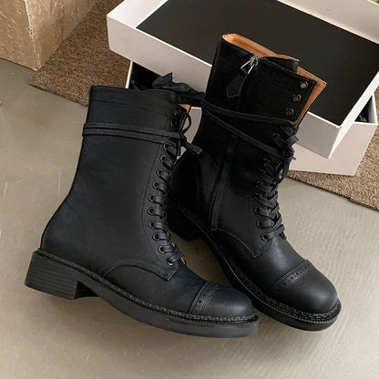 Stylish Lace Up Autumn Winter Western Ankle Boot