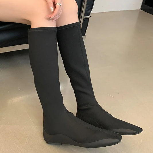 Fashion Elastic Ankle Sock Slip On Height Increasing Stretch Ankle Boot