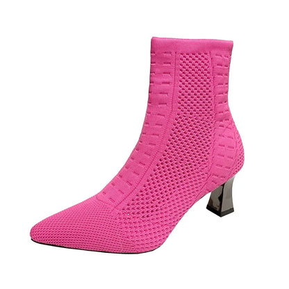 Fashionable Knitted Breathable Casual Versatile Stretch Plus Size Ankle Boot